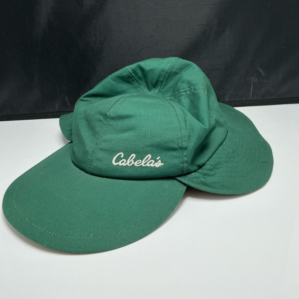 Vintage Cabelas Fishing Cap Ear Flaps Hat Made In USA Size X Large Rare